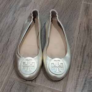 Tory Burch gold flats